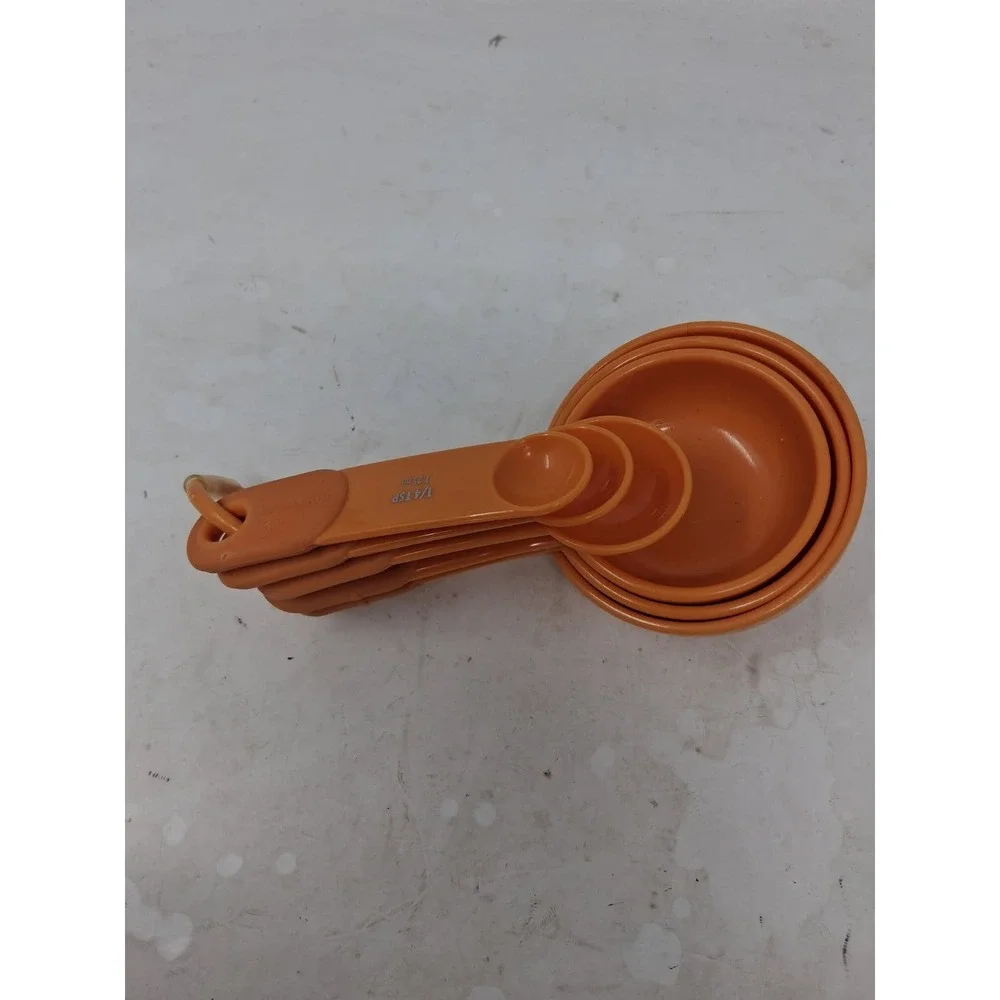 KitchenAid Orange Plastic Measuring Cups and Spoons Set with Storage Ring. I